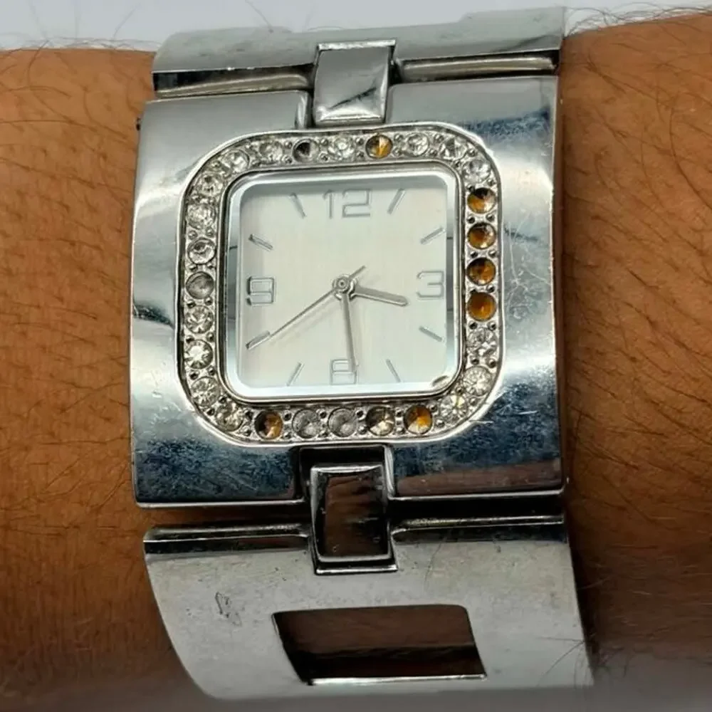 Y2K Silver Crystal Watch